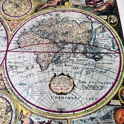 WORLD MAP YEAR 1650 FASCINATING REPRINT