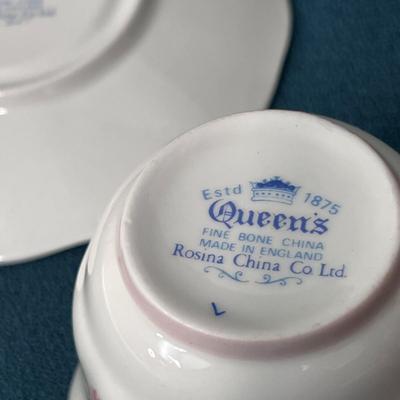 QUAINT CUP AND SAUCER â€œQUEENâ€™Sâ€ BONE CHINA ROSINA CHINA CO LTD