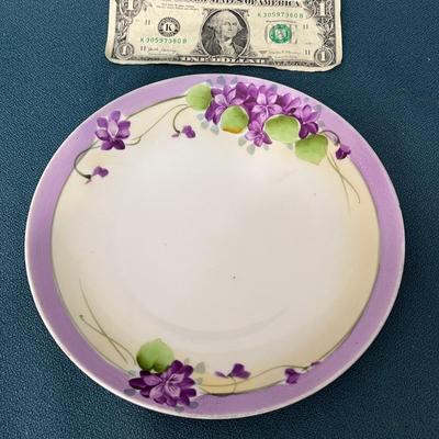 HAND PAINTED NIPPON PLATE PURPLE VIOLETS