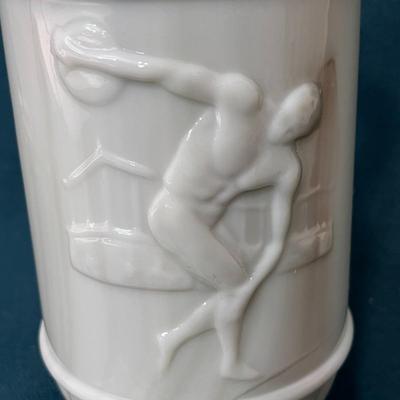 TALL MARBELIZED GLASS 2 HANDLED DECANTER WITH STOPPER