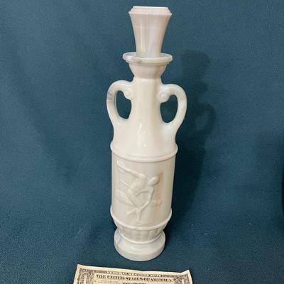 TALL MARBELIZED GLASS 2 HANDLED DECANTER WITH STOPPER