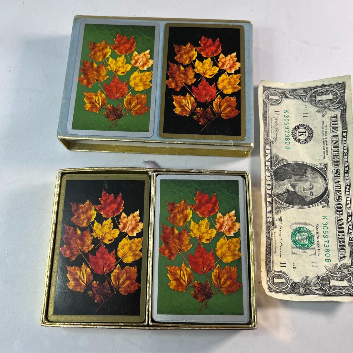 VINTAGE CONGRESS PLAYING CARDS 2 DECKS IN VELVETEEN BOX