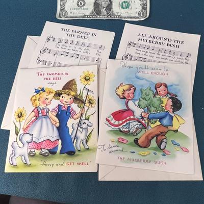 VINTAGE 1950â€™S GET WELL CARDS WITH SONG MUSIC SHEETS
