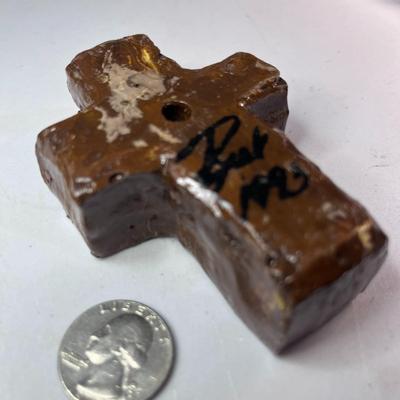 THICK STUDIO GLASS CROSS CRUDE BY DESIGN ARTIST SIGNED 