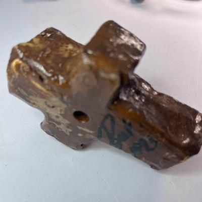 THICK STUDIO GLASS CROSS CRUDE BY DESIGN ARTIST SIGNED 