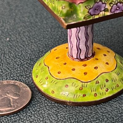 EXCELLENT ENAMELED BIRD HOUSE ORNAMENTAL PIECE EXQUISITE DETAIL