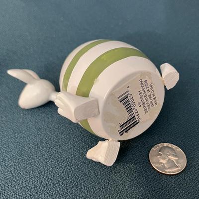 FUN BUNNY NODDER BOBBING HEAD IN STRIPED EGG