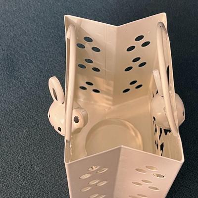 HAPPY EASTER CUT-OUT VOTIVE BURNER WITH SWINGING BUNNY HEADS