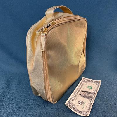 GOLD SHIMMERY TOILETRIES JEWELRY TRAVEL BAG