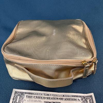 GOLD SHIMMERY TOILETRIES JEWELRY TRAVEL BAG