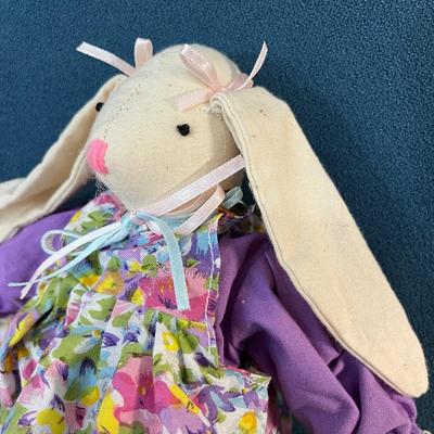 MUSLIN BUNNY WITH COLORFUL DRESS AND PINAFORE