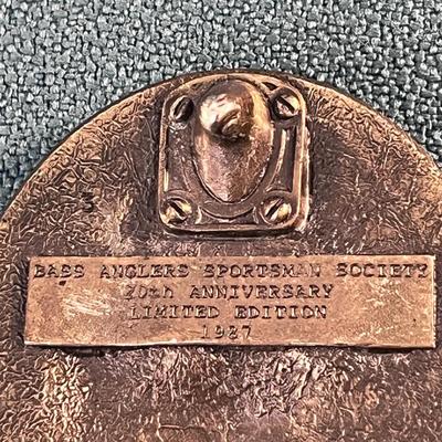 BASS ANGLERS SPORTSMAN SOCIETY 20th ANNIVERSARY BRASS BELT BUCKLE