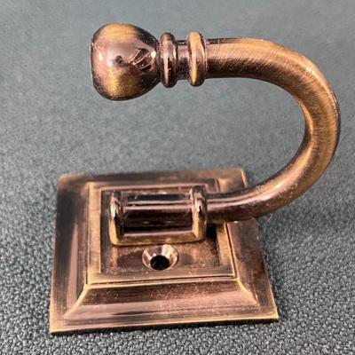 PAIR NEW STURDY COAT HOOKS AGED BRASS LOOK