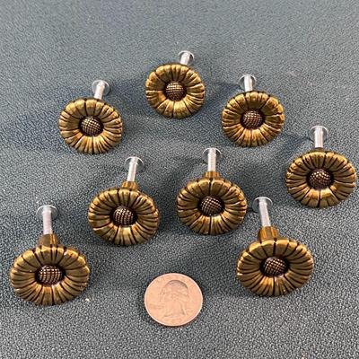 8 MATCHING SOLID BRASS â€œFLOWERâ€ DRAWER KNOBS