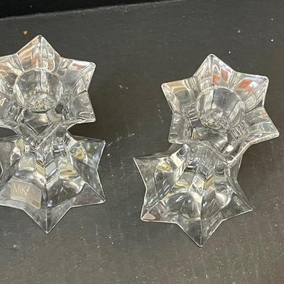 Two Glass Star Candle Holders