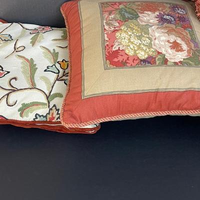Vintage Embroidered Pillow Lot