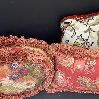 Vintage Embroidered Pillow Lot