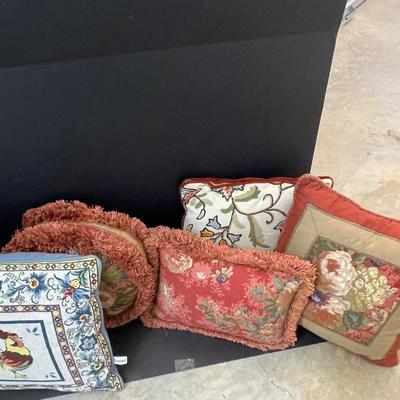 Vintage Embroidered Pillow Lot