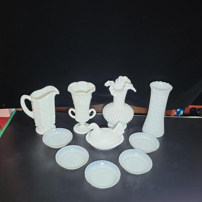Large Lot of Vintage Milk Glass