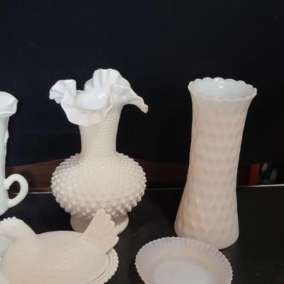 Large Lot of Vintage Milk Glass