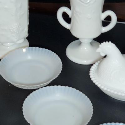 Large Lot of Vintage Milk Glass