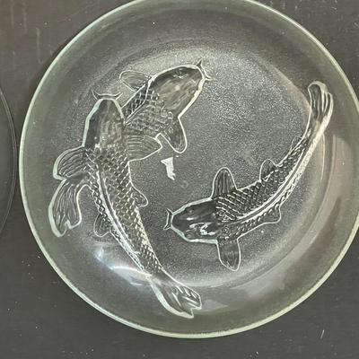 3 Vintage Koi Fish Plate Serving Dishes - 3D