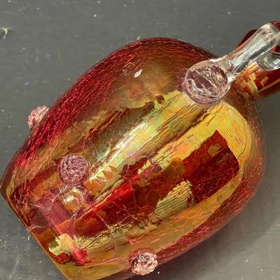 Antique Cranberry Crackle Glass Jug