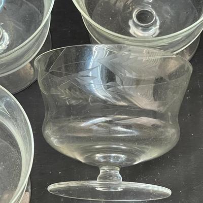Set of 6 Etched Parfait or Shrimp Cocktail Glasses