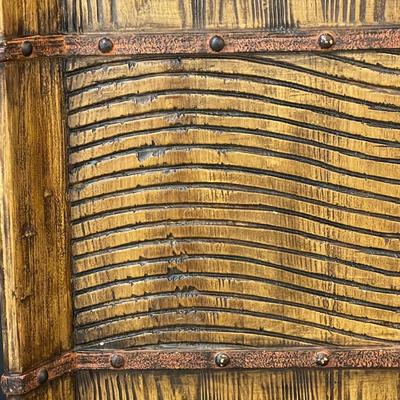 Vintage Faux Wood Decor or Serving Tray with Stand