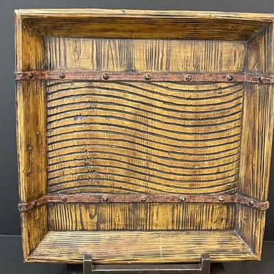 Vintage Faux Wood Decor or Serving Tray with Stand