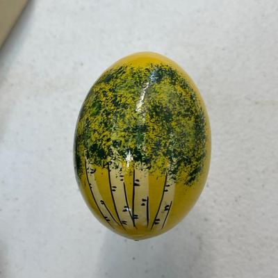Vintage Hand Painted Khokloma Wood Egg with Stand