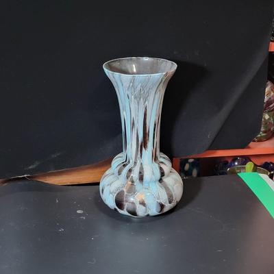 Large Blue Art Glass Vase