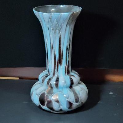Large Blue Art Glass Vase