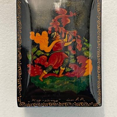 Vintage Hand Painted Lacquer Khokloma Wood Trinket Box