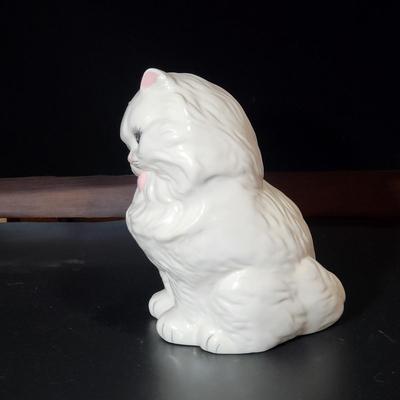 Large White Vintage Cat Statue