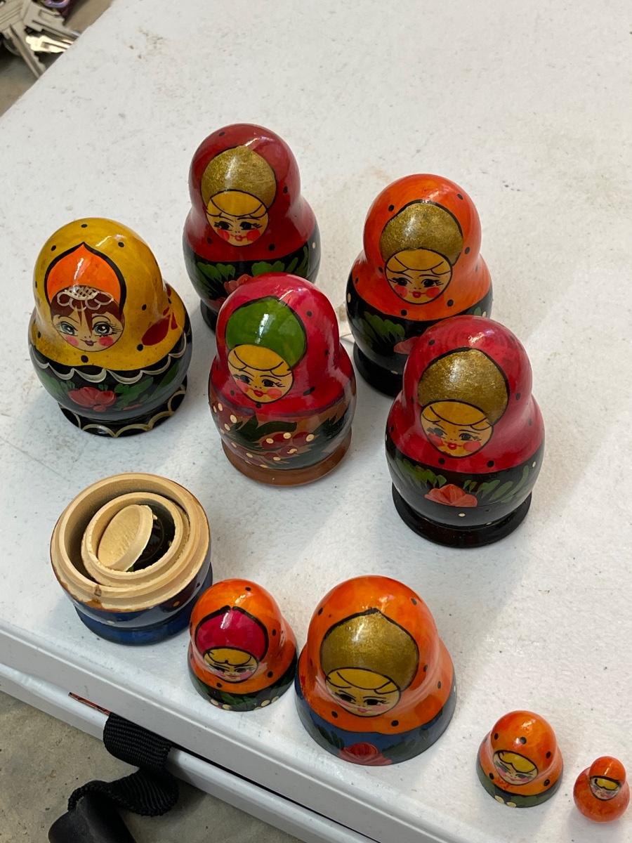 Vintage Hand Painted Khokloma Wood Nesting Dolls