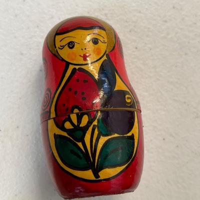 Vintage Hand Painted Khokloma Wood Nesting Dolls