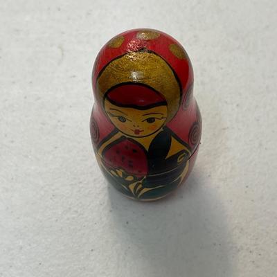 Vintage Hand Painted Khokloma Wood Nesting Dolls