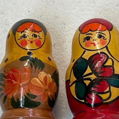 Vintage Hand Painted Khokloma Wood Nesting Dolls