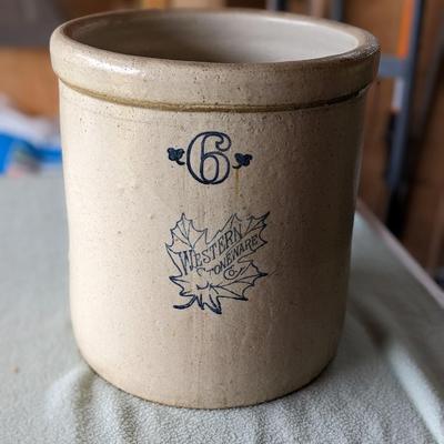 Vintage 6 Gallon Monmouth/Western Transitional Leaf Crock