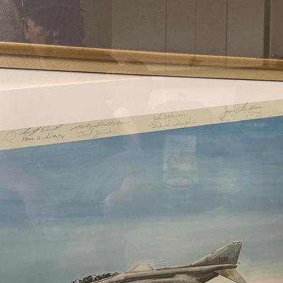 Framed 2 Fighter Jets - Signed & Numbered Pilot Art Print - Lots of Signatures on it maybe dozens