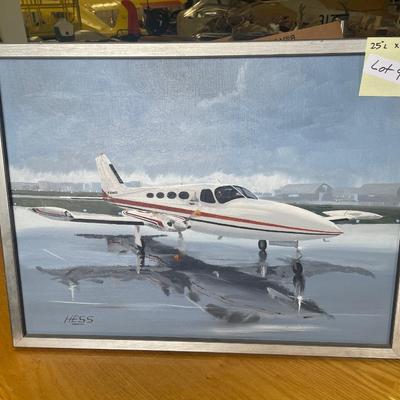 Framed Twin Engine Cessna 401  Painting by Hess