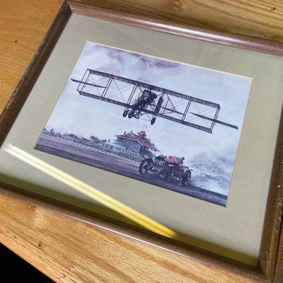 Pair of Wood Framed BiPlane Pictures