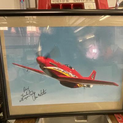 Dago Red Plane signed Framed Art