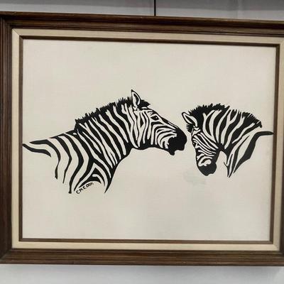 Framed Zebra Art 32" x 26"
