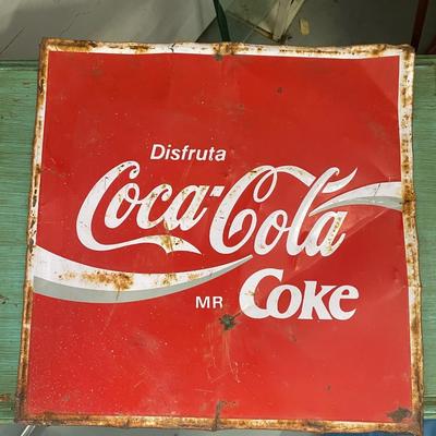 Metal Coca-Cola Sign Disfruta