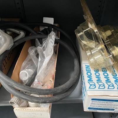 Shelf of Plumbing Components - 3 Boxes