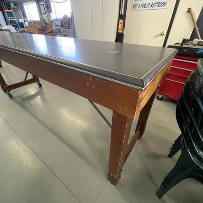 Rolling Long Work Table with nice top - 15'3 L x 24" W x 40"T