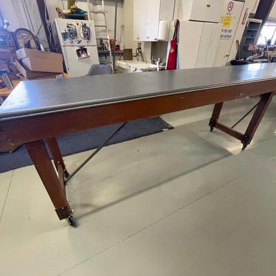 Rolling Long Work Table with nice top - 15'3 L x 24" W x 40"T