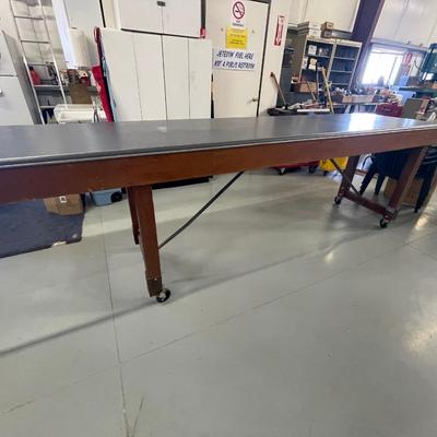 Rolling Long Work Table with nice top - 15'3 L x 24" W x 40"T